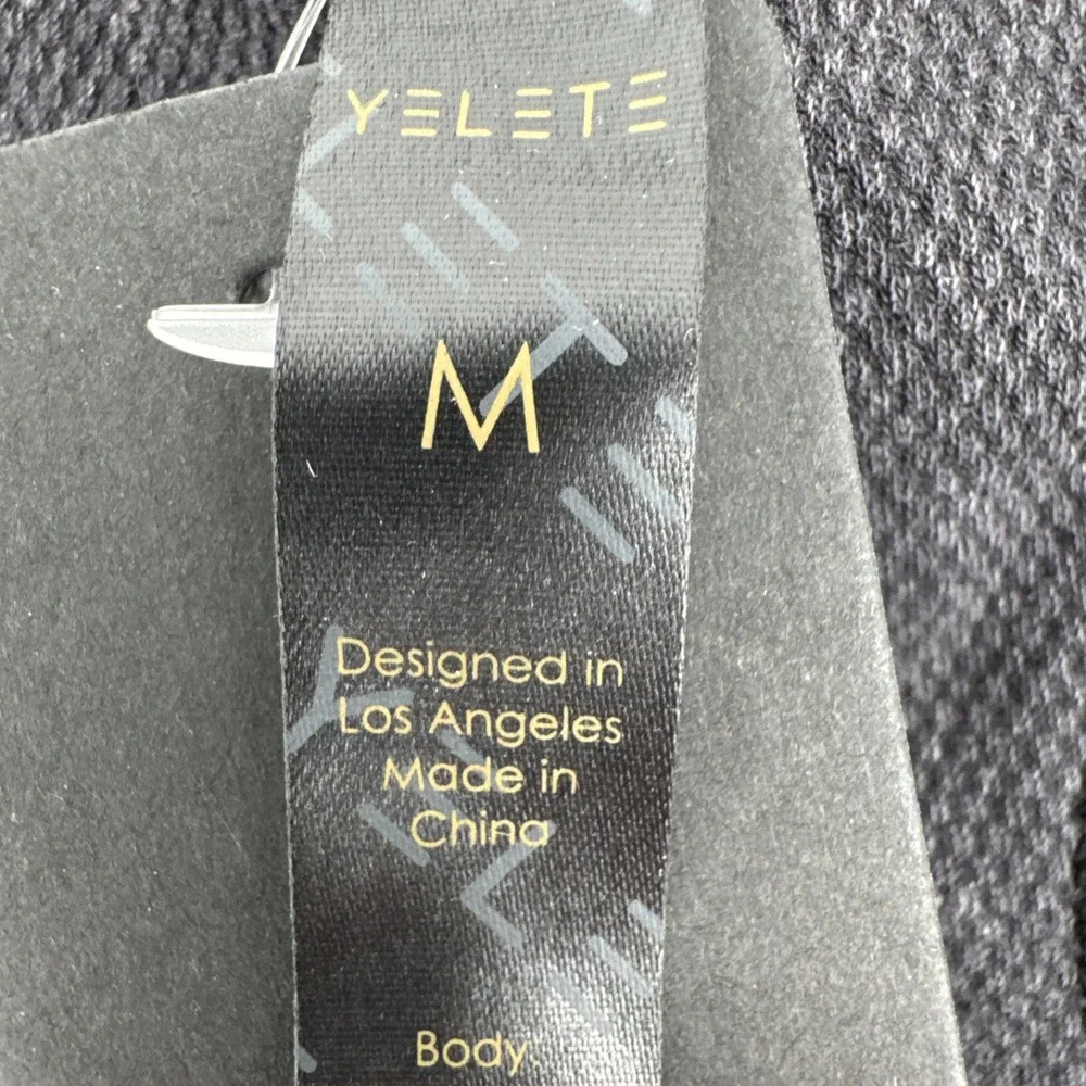 Yelete Ribbed Charcoal Sports Bra Racerback Padded Women's Size‎ M NEW